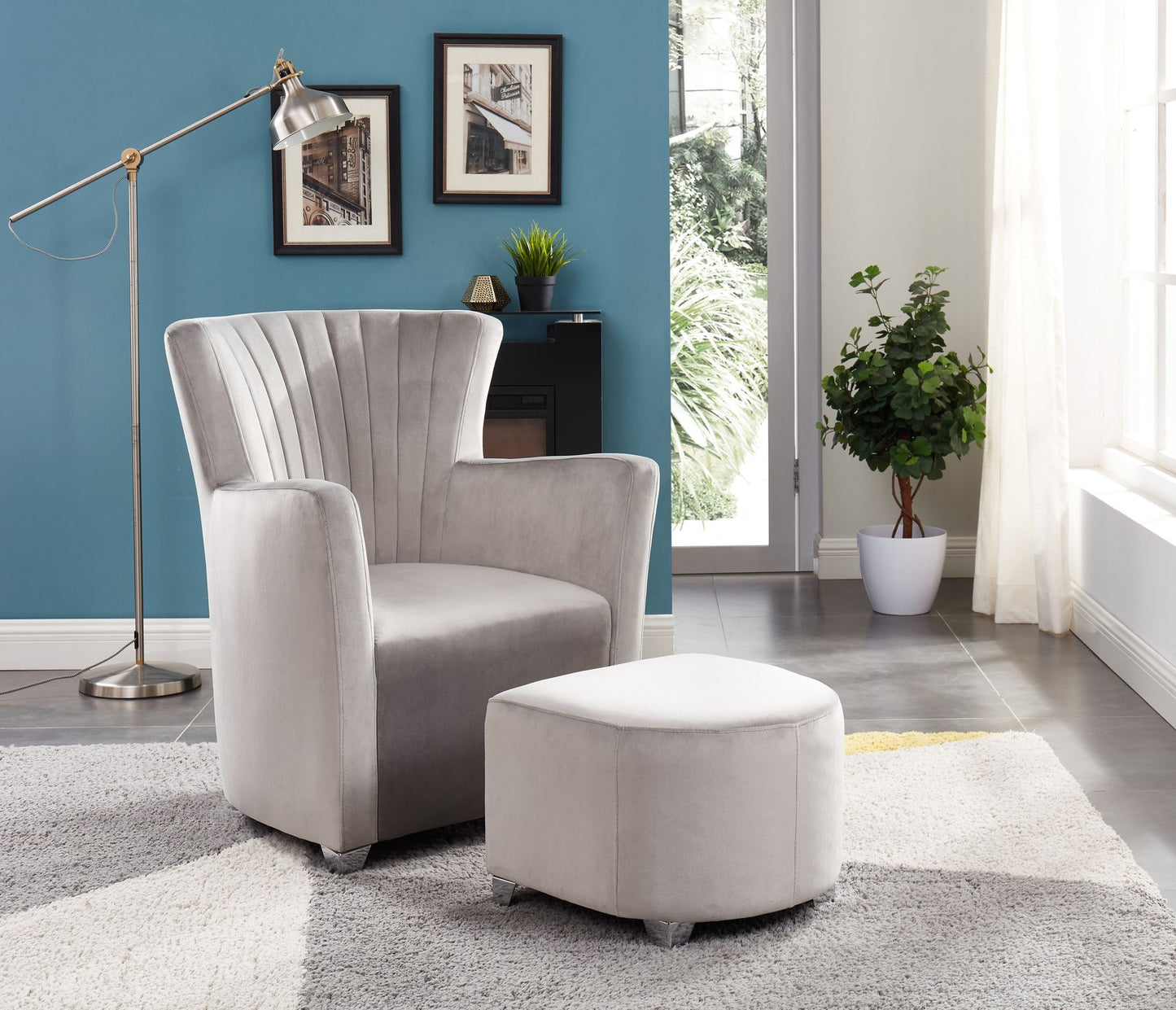 SBAC 0711 - BLACK/GREY - CHAIR & OTTOMAN