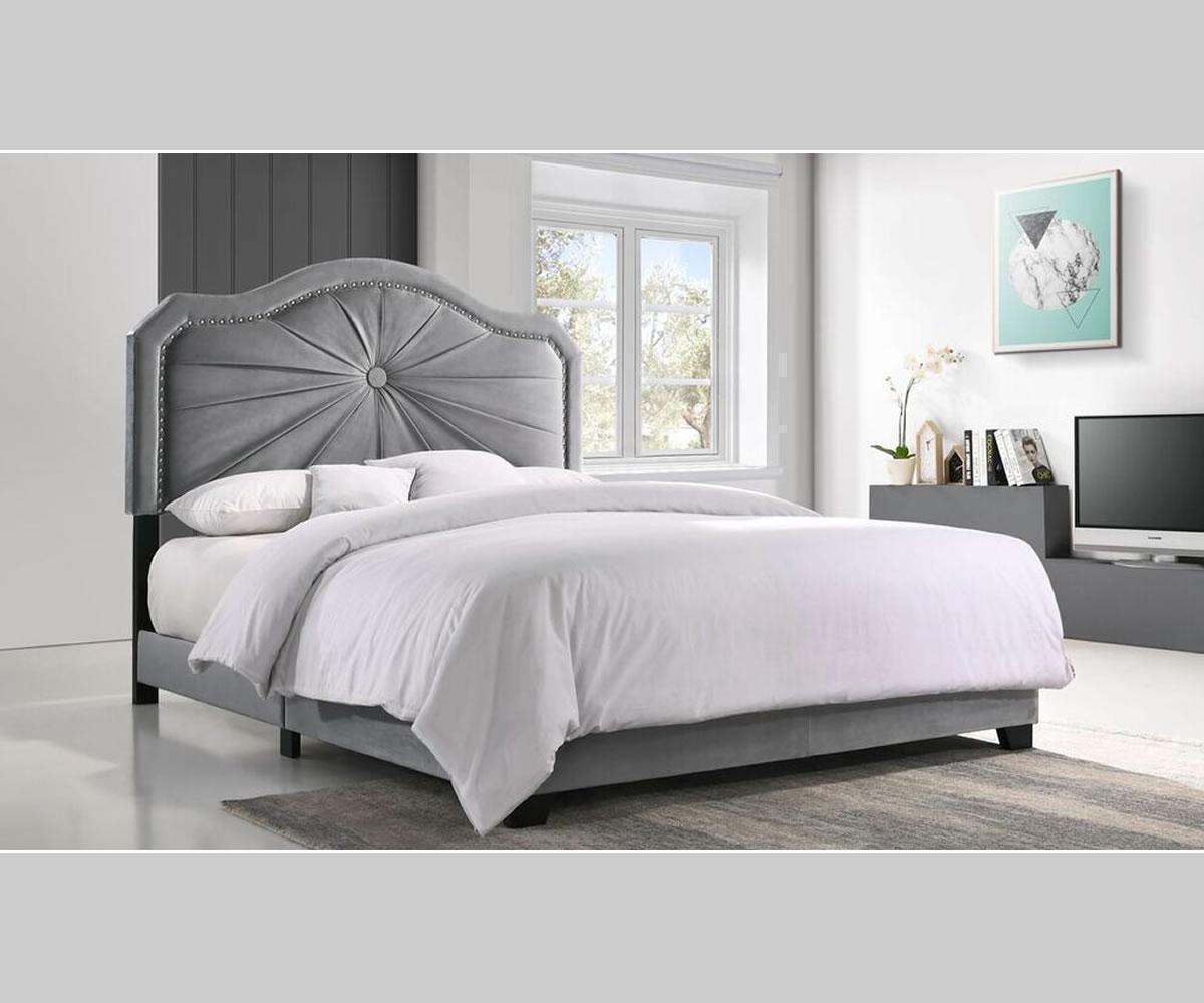 Embla Double Bed - Grey Upholstered