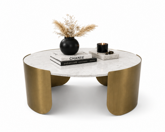 Round Coffee Table - Gold Marble