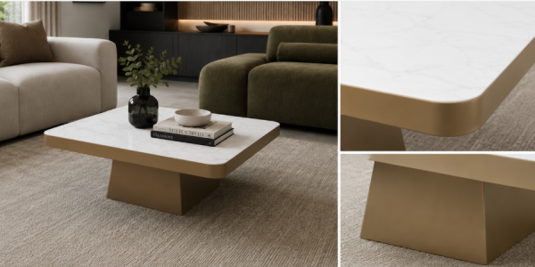 Square Coffee Table - Gold Marble