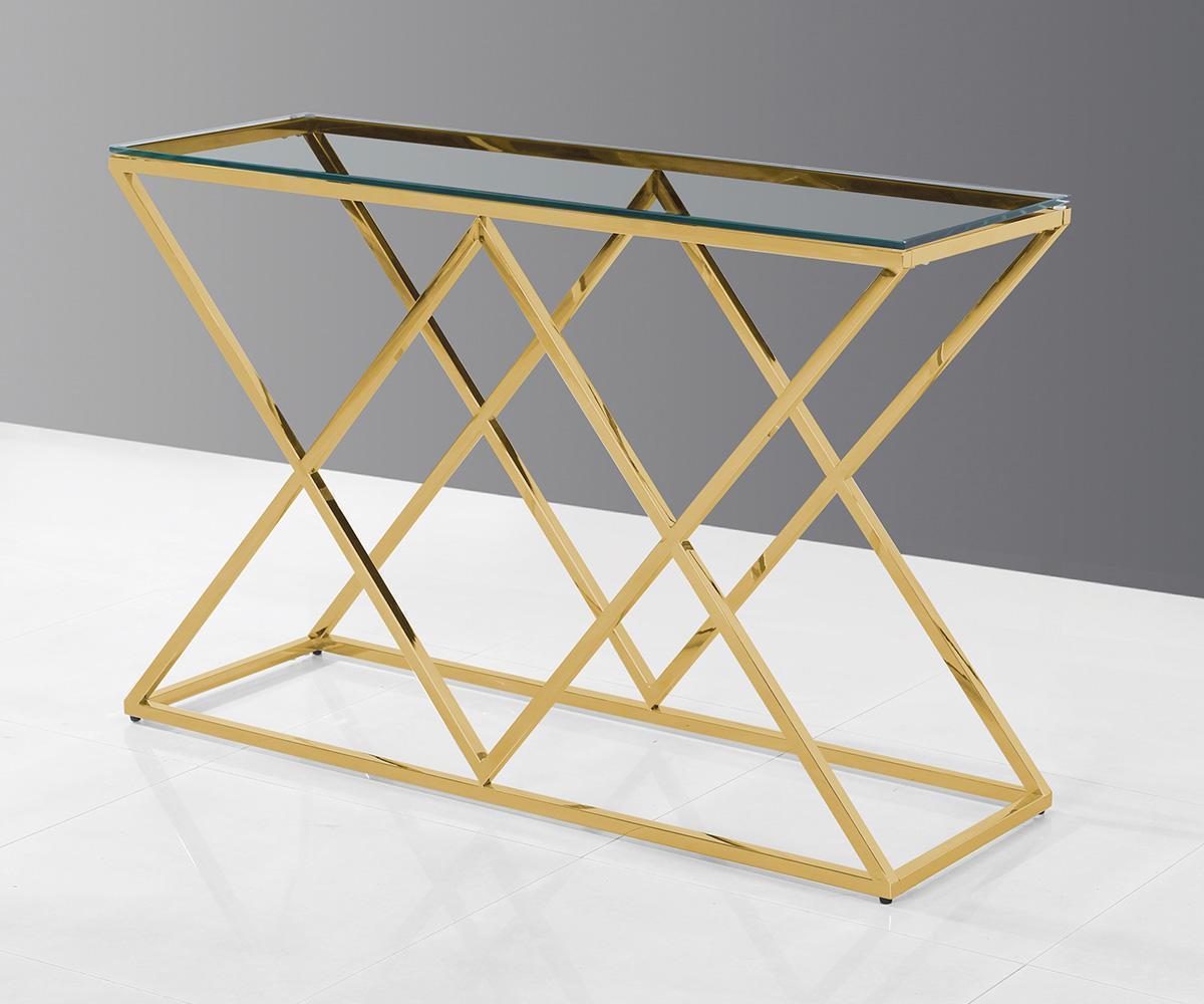 Castor Sofa Table - Gold Glass Console Table