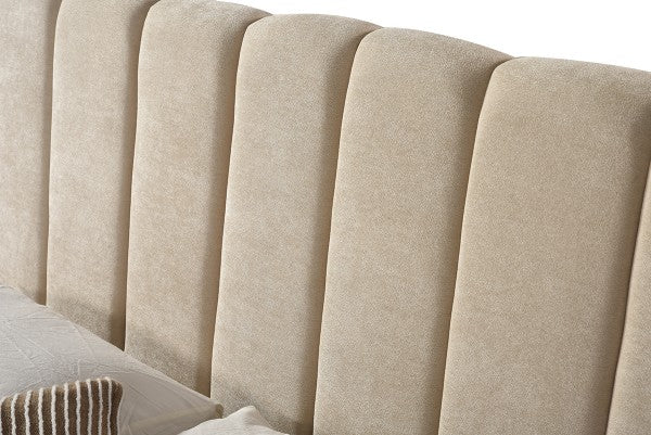 Tufted Channel Bed - Beige full view