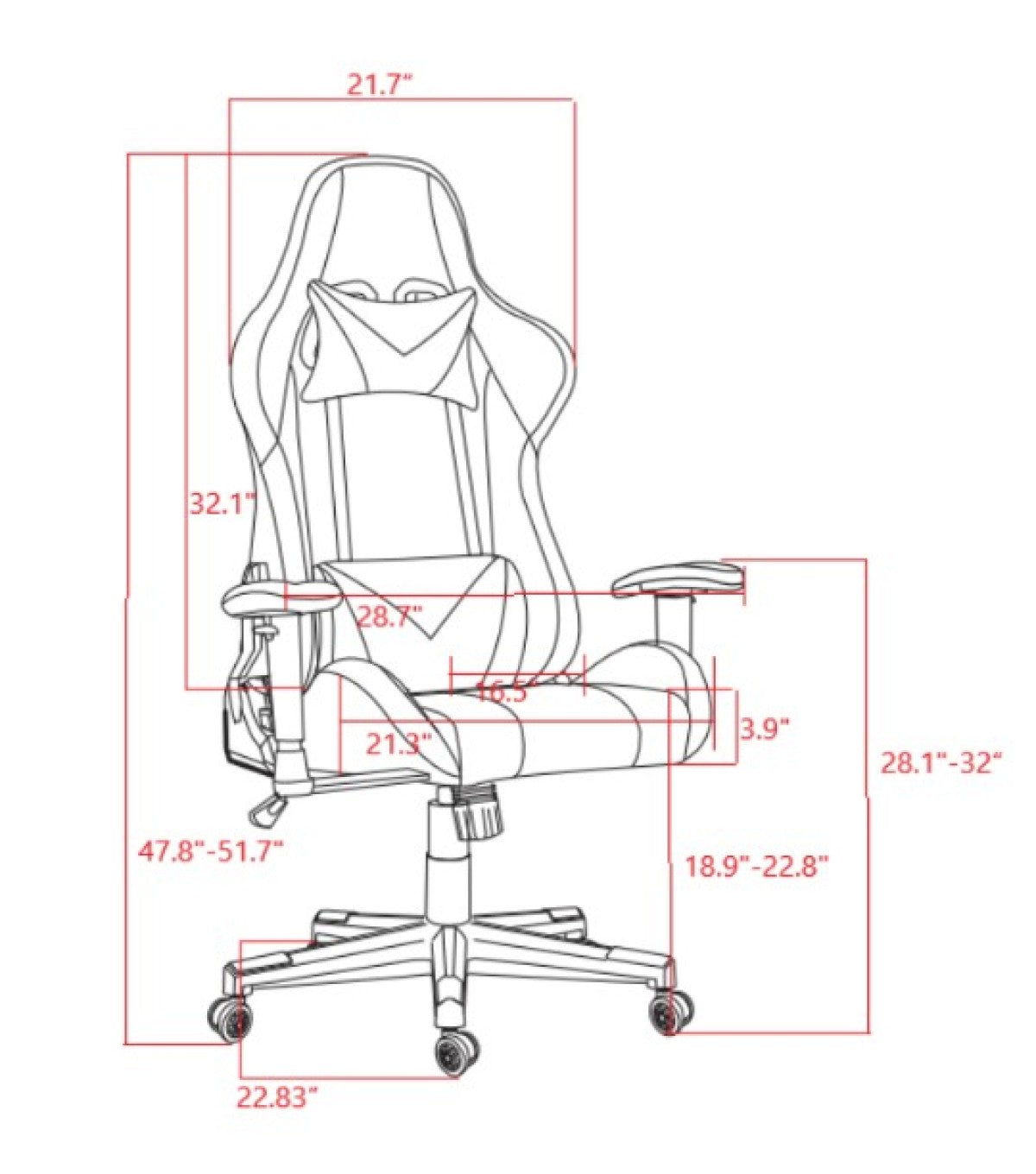 GAMING CHAIR - WHITE/BLUE