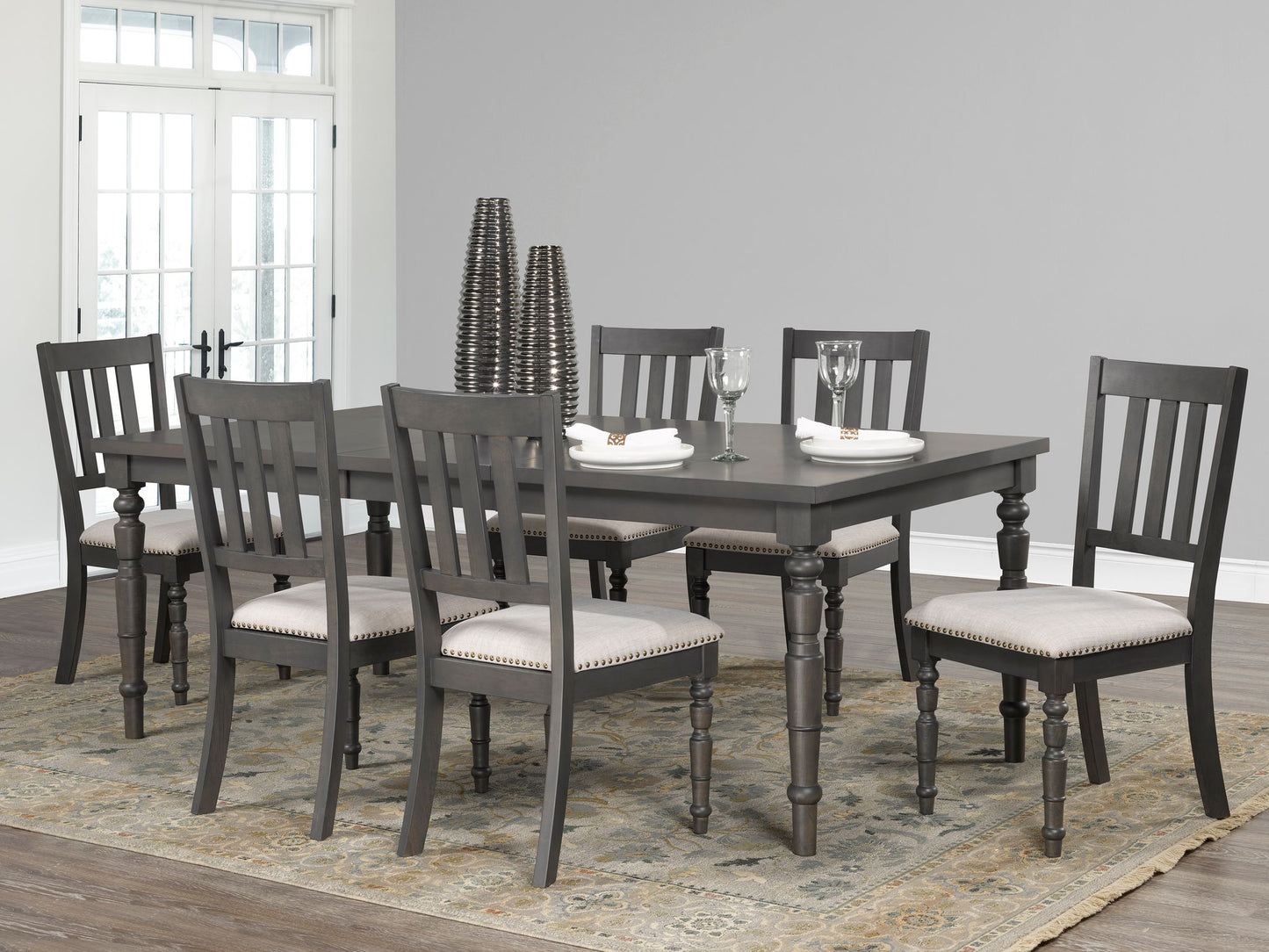 SBDS 5142 - 7 PIECE DINING SET - GREY - EXPANDABLE