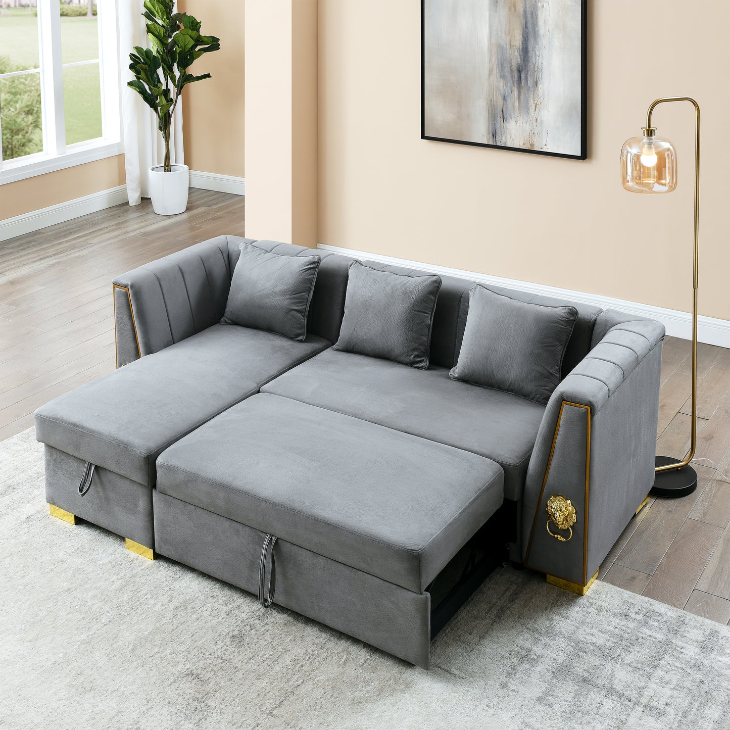 HAMILTON - SECTIONAL PULL OUT SOFA BED WITH STORAGE