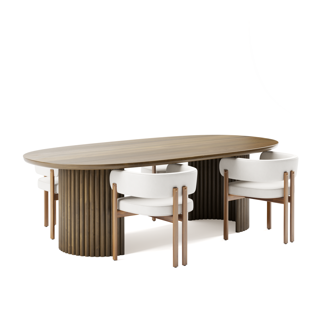 SBDS 3228672 - 5 PIECE DINING SET - WALNUT/CREAM