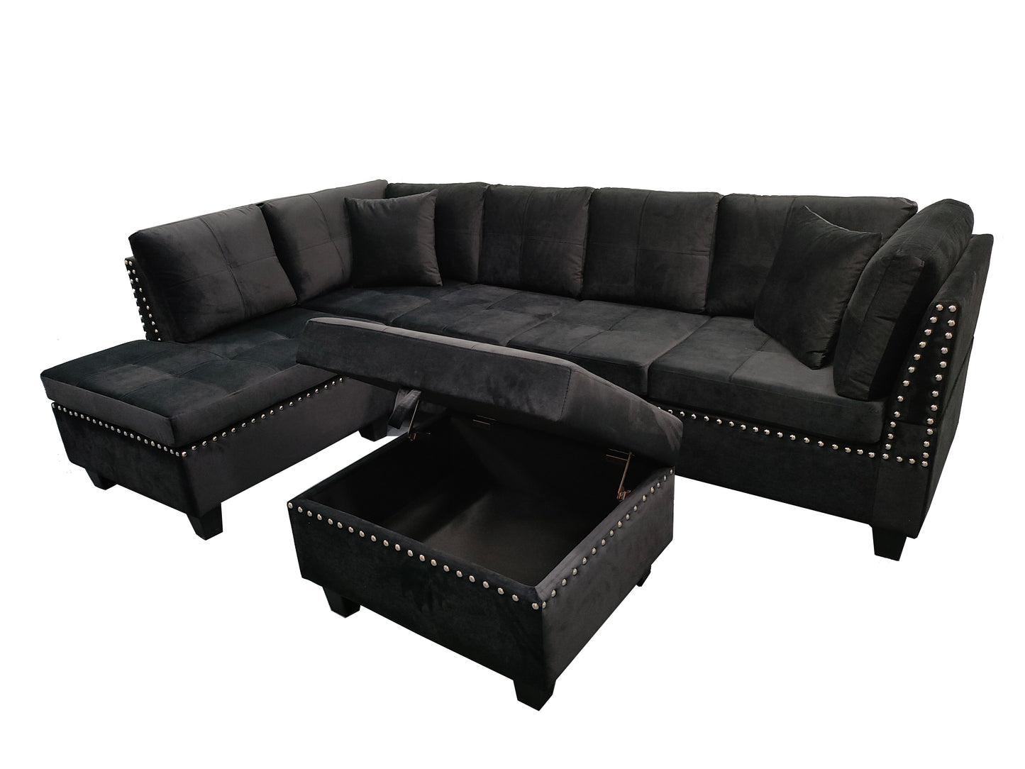iris L-shaped sectional sofa in black