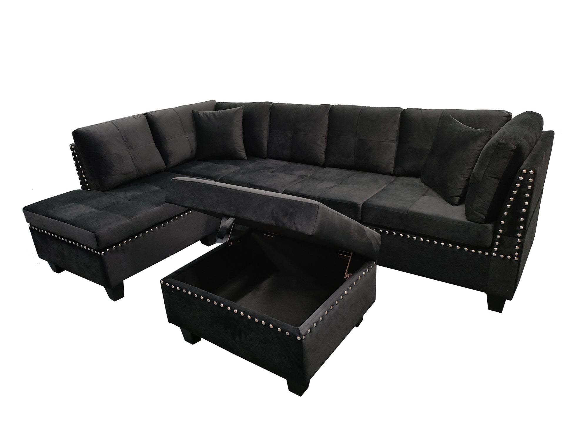 iris L-shaped sectional sofa in black