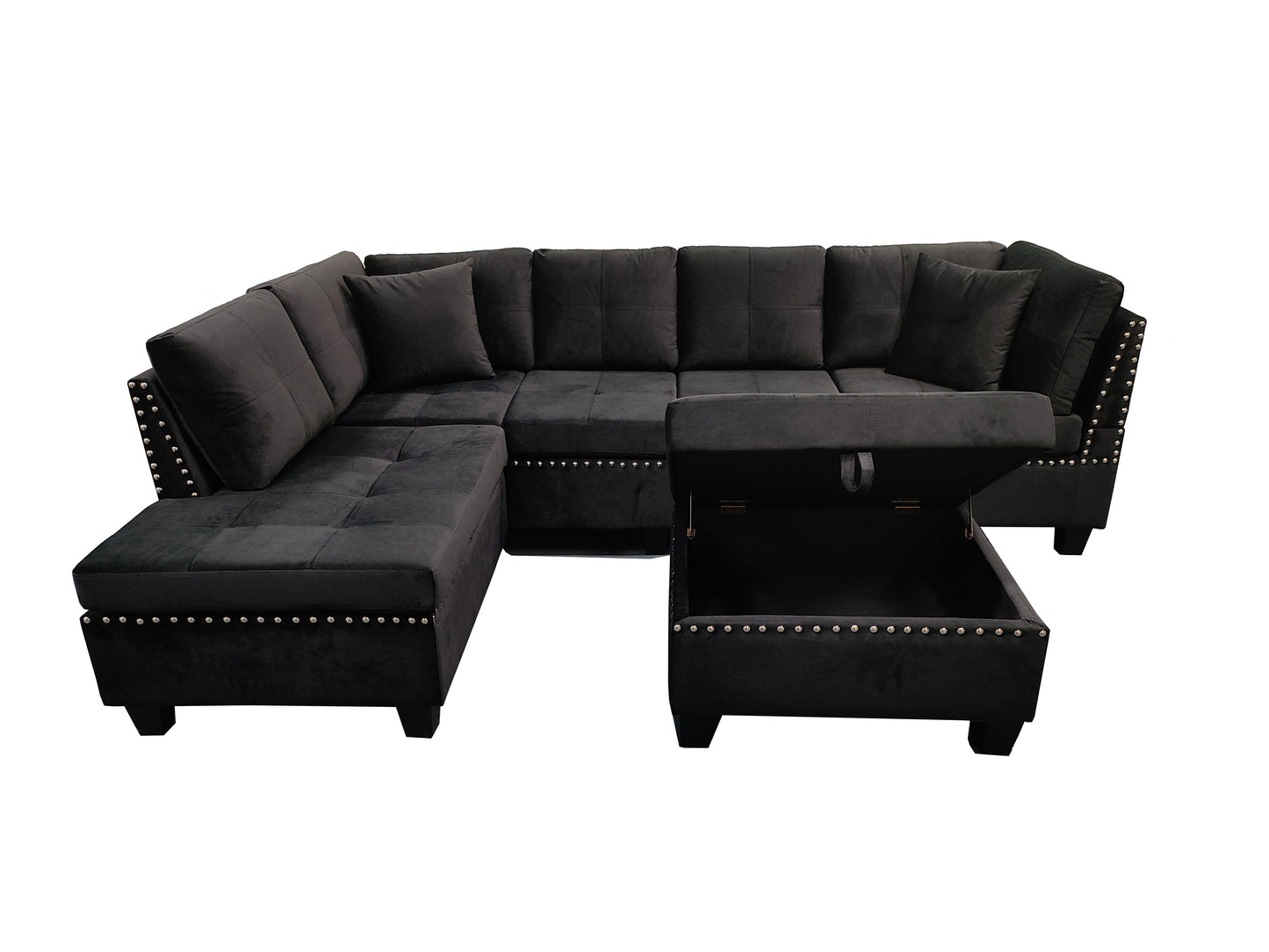 L shaped sofa black color