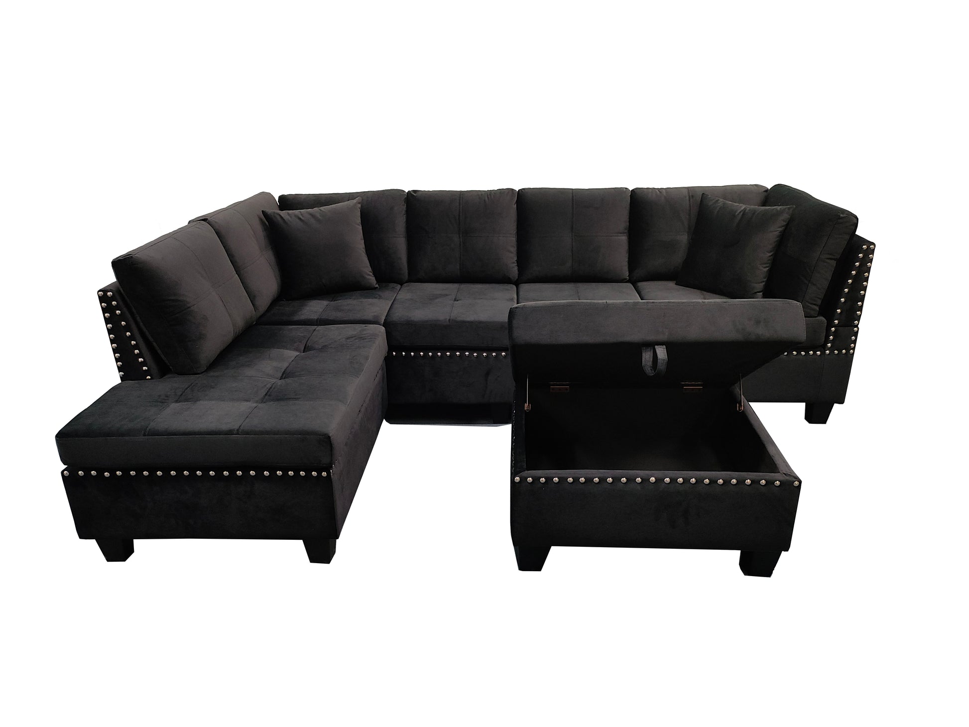 L shaped sofa black color