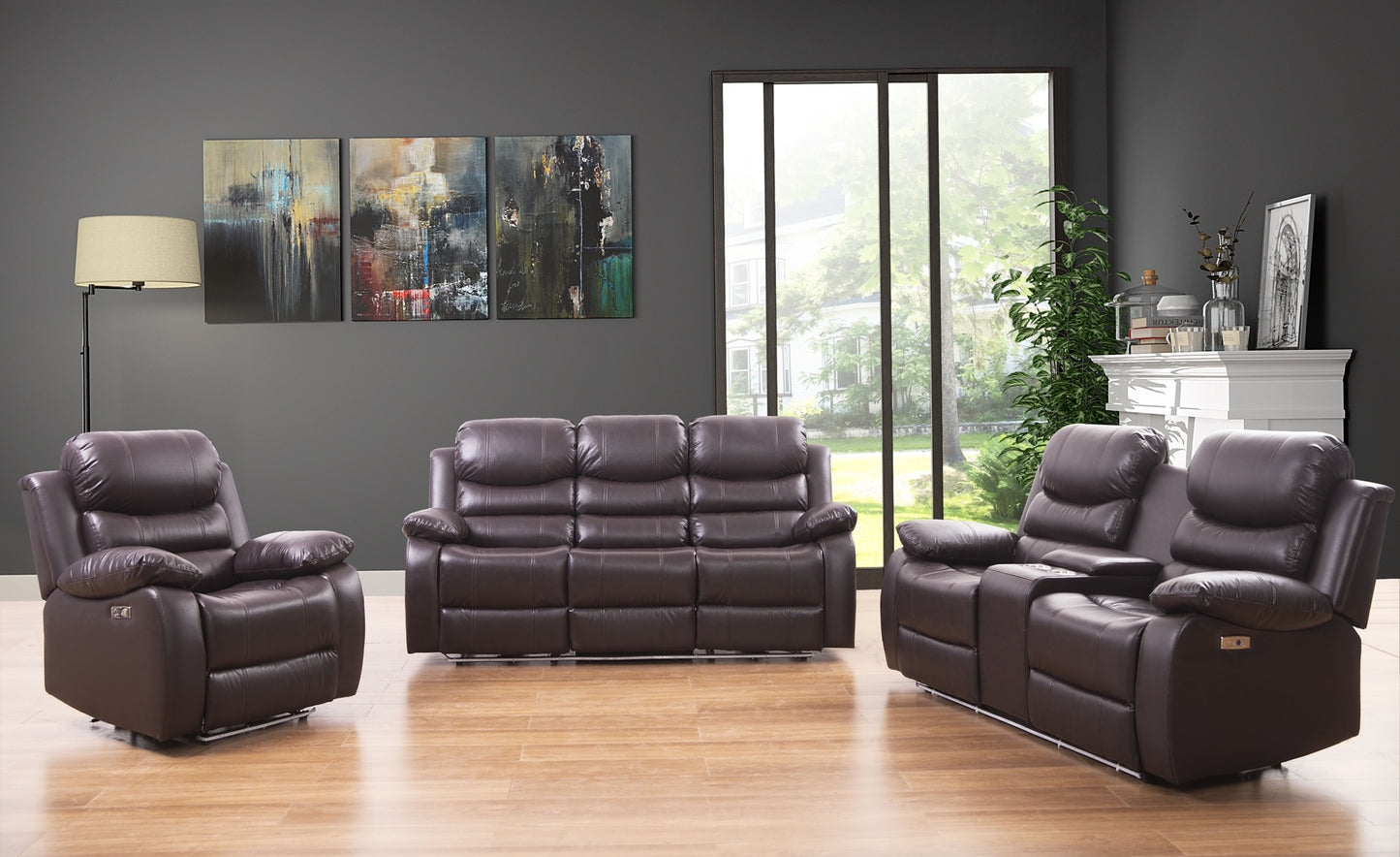 Monoco 3-Piece Brown Power Recliner Set