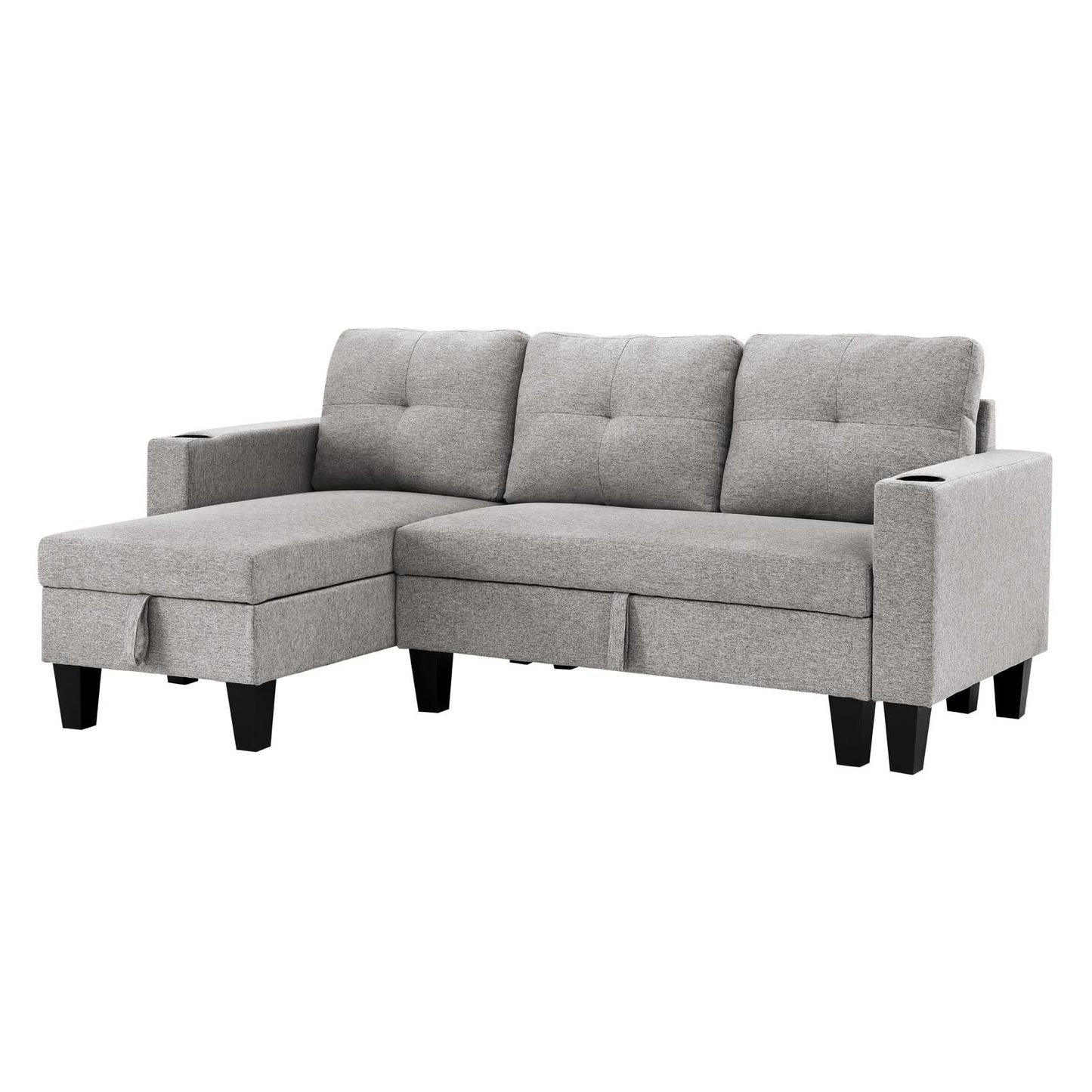Johnny Sectional Sofa with Cup Holders & Storage – Affordable, Modern Comfort