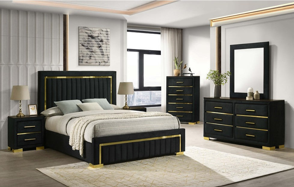 SIBS AURORA - 5 PIECE BED SET - BLACK/GOLD