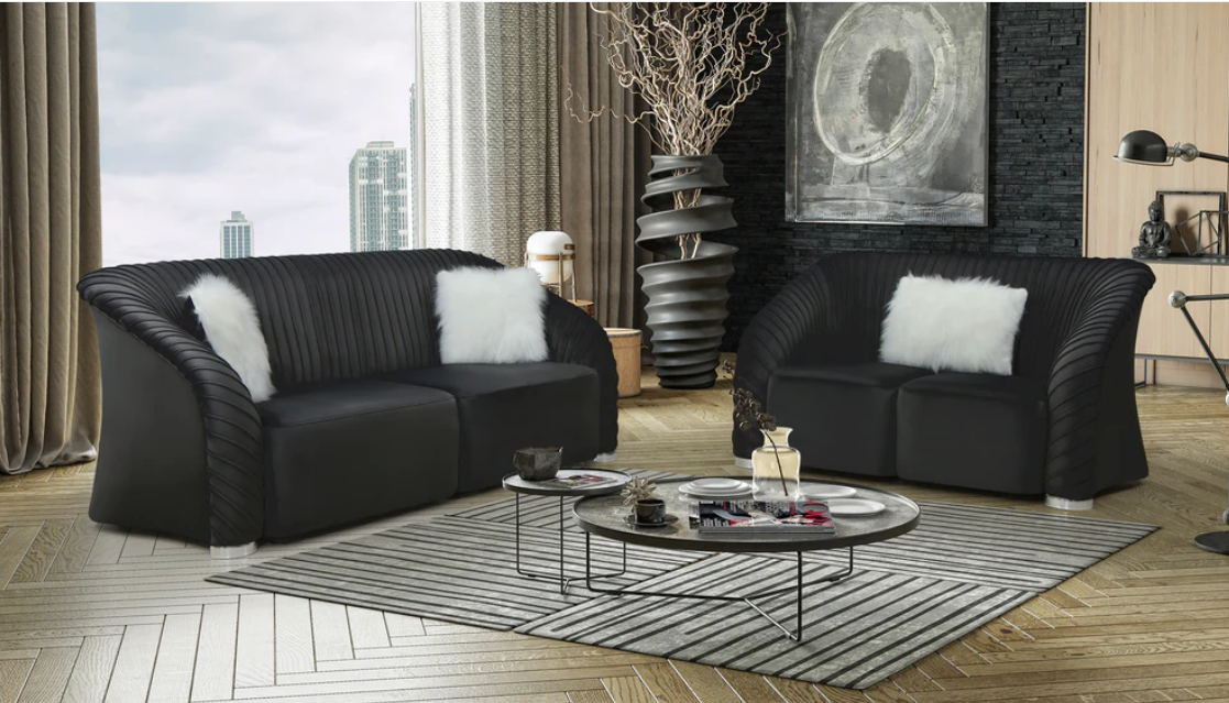 the singapore luxurious 2-seater black sofa set