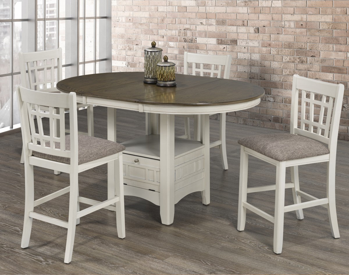 SBDS TAVERN SERIES - 5 PIECE DINING SET - WHITE/OAK