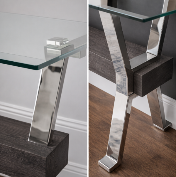 Ezra Console Table - Grey/Silver lifestyle