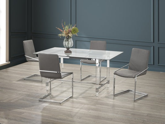 5-Piece Dining Set Grey - Side View