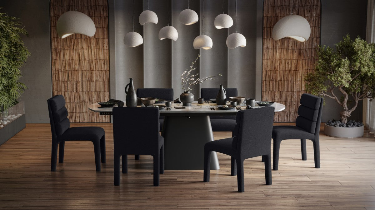 SBDS 8950137 - 7 PIECE DINING SET BLACK/WHITE - EXPANDABLE