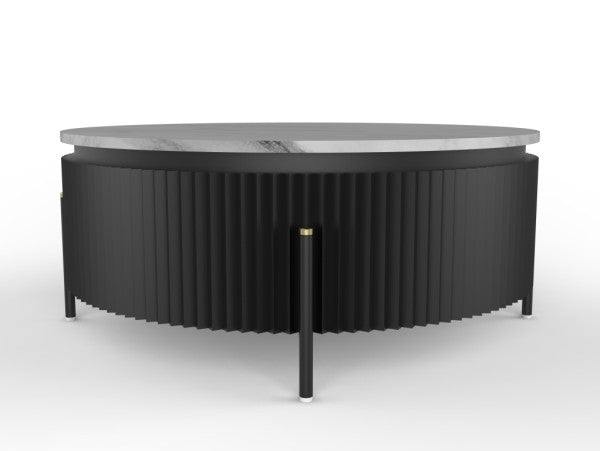 Round Coffee Table - Black Mango Wood