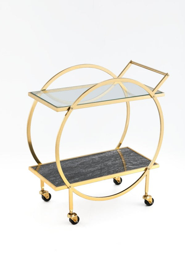 Maeve Bar Cart - Gold side view