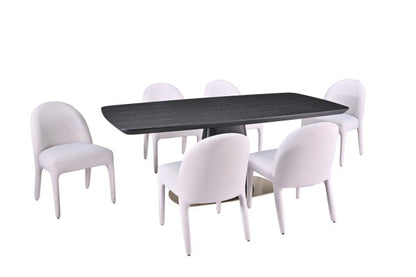 Ryaan 7-Piece Dining Set Black Beige - Main View