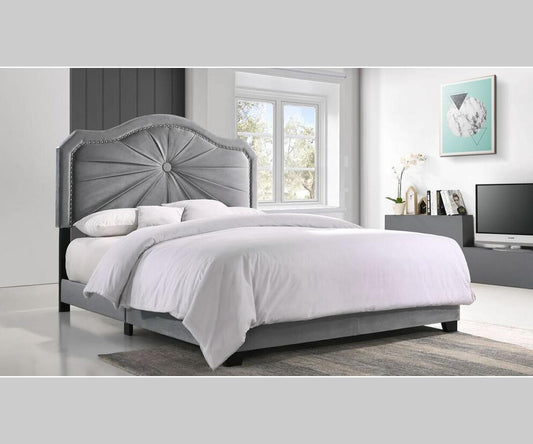 Embla Double Bed - Grey Upholstered