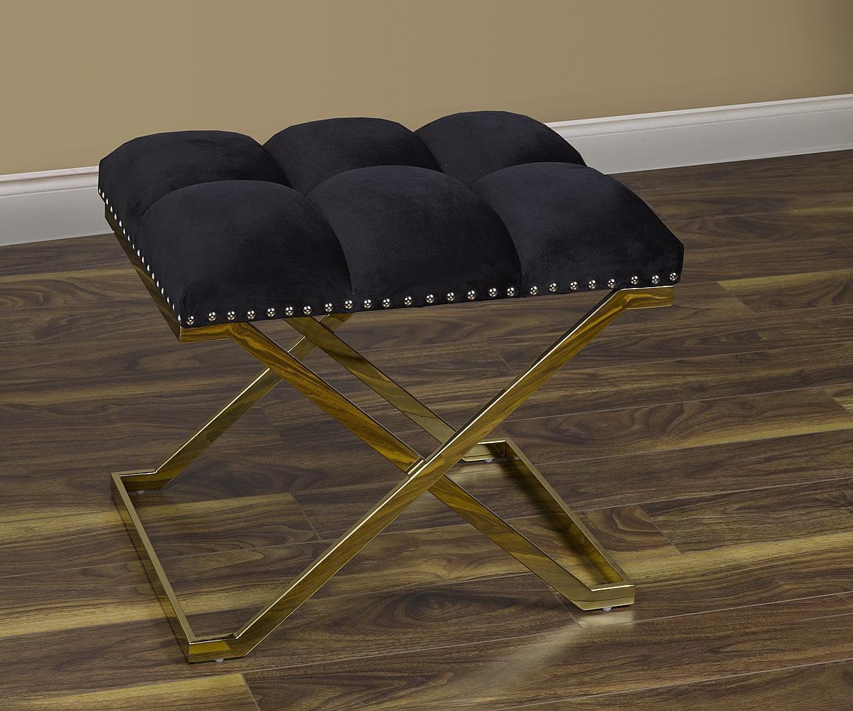 Tufted Suede Accent Bench - Black