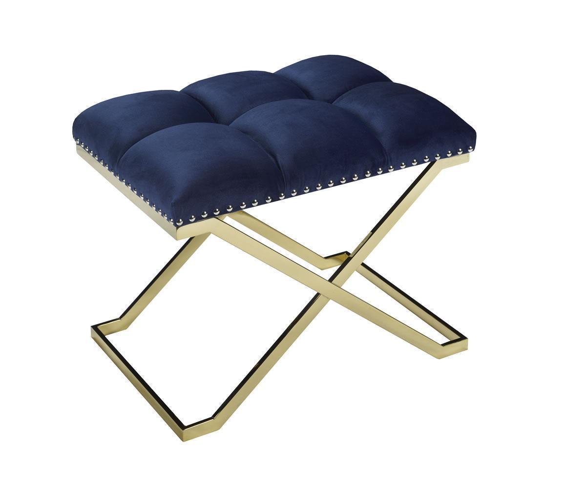 Tufted Suede Accent Bench - Navy