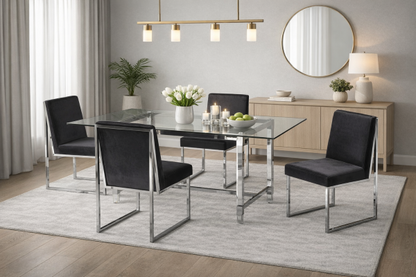 5-Piece Dining Set Black - Detail View