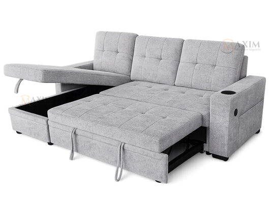 Sofa Bed With Cup Holder - Grey
