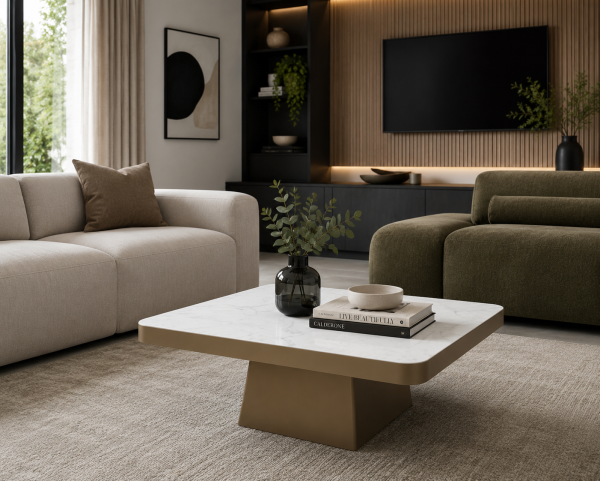 Square Coffee Table - Gold Marble