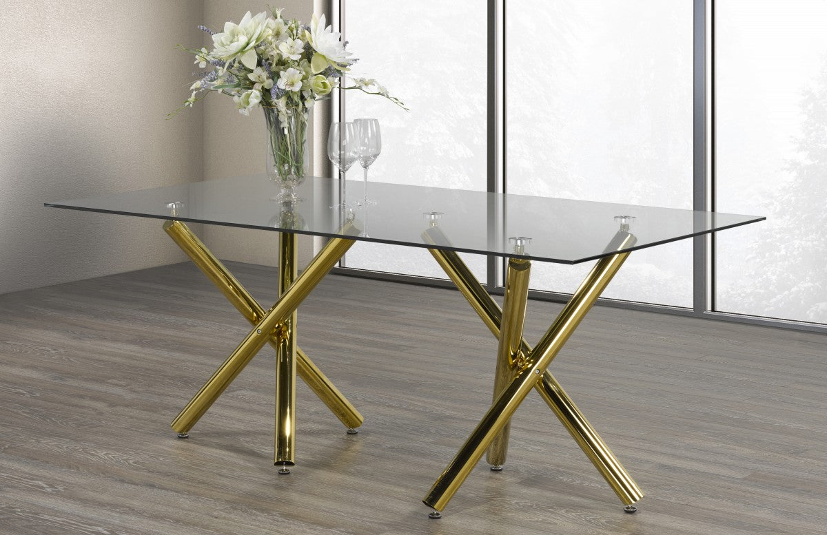 6-PIECE DINING SET, BLACK/GOLD BX CLEAR
