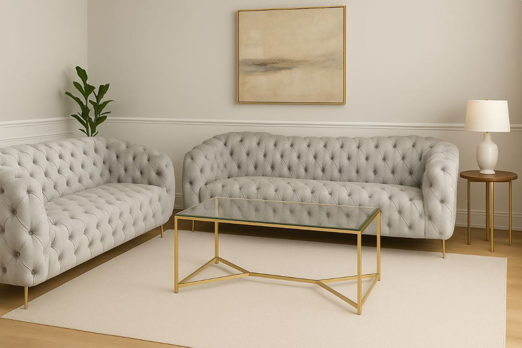 S2079 Sofa and Love Seat Set - Beige