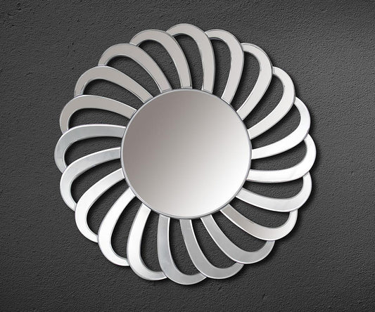 Daisy Floral Wall Mirror - Silver Grey
