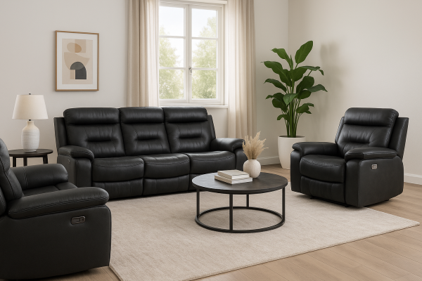 Nelson 3-Piece Recliner Sofa - Black