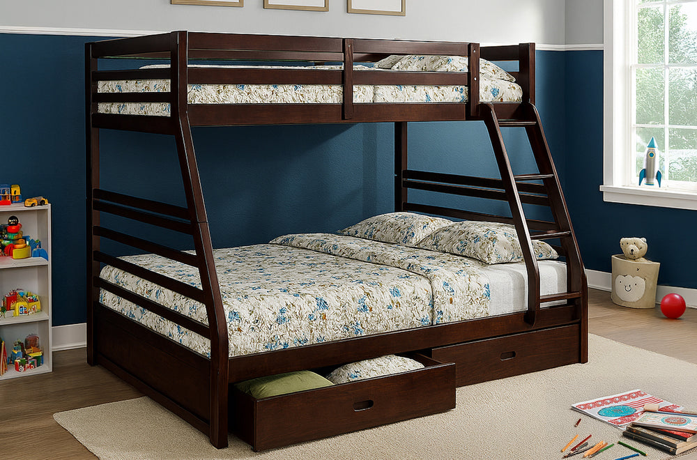 BUNK BED - SINGLE OVER DOUBLE - MATTRESSES INCLUDED