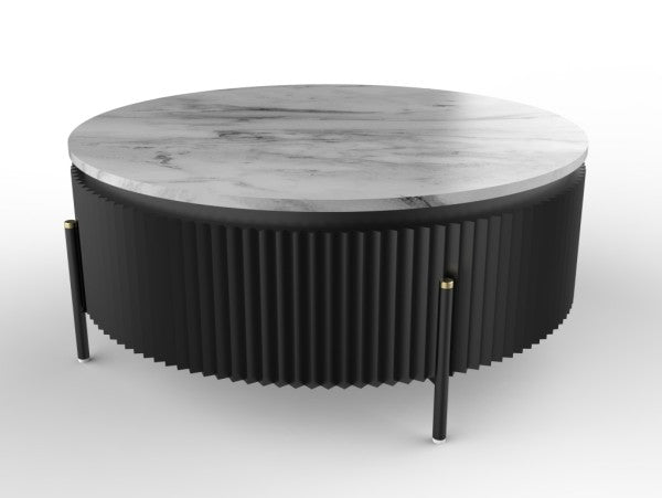 Round Coffee Table - Black Mango Wood