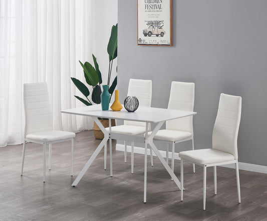 Nash Dining Set White - table and 4 chairs
