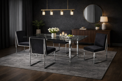 5-Piece Dining Set Black - Angle View