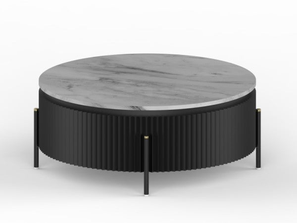 Round Coffee Table - Black Mango Wood
