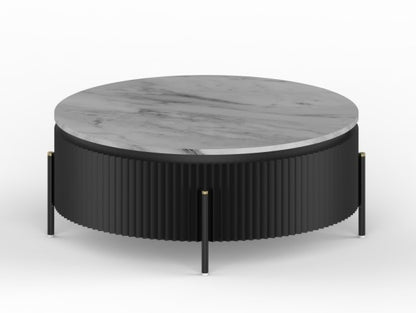 Round Coffee Table - Black Mango Wood