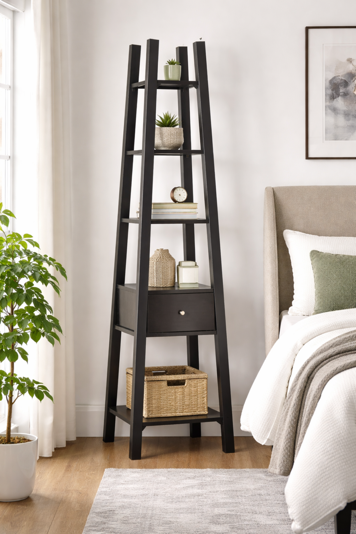 Display Shelf Dark Cherry - Angle View