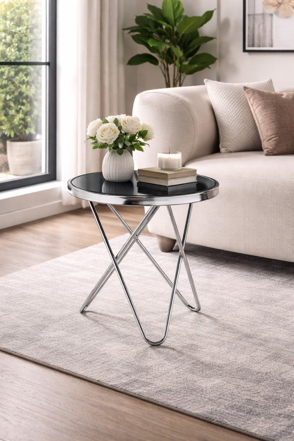 Accent Table - Silver detail