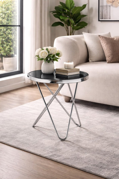 Accent Table - Silver detail