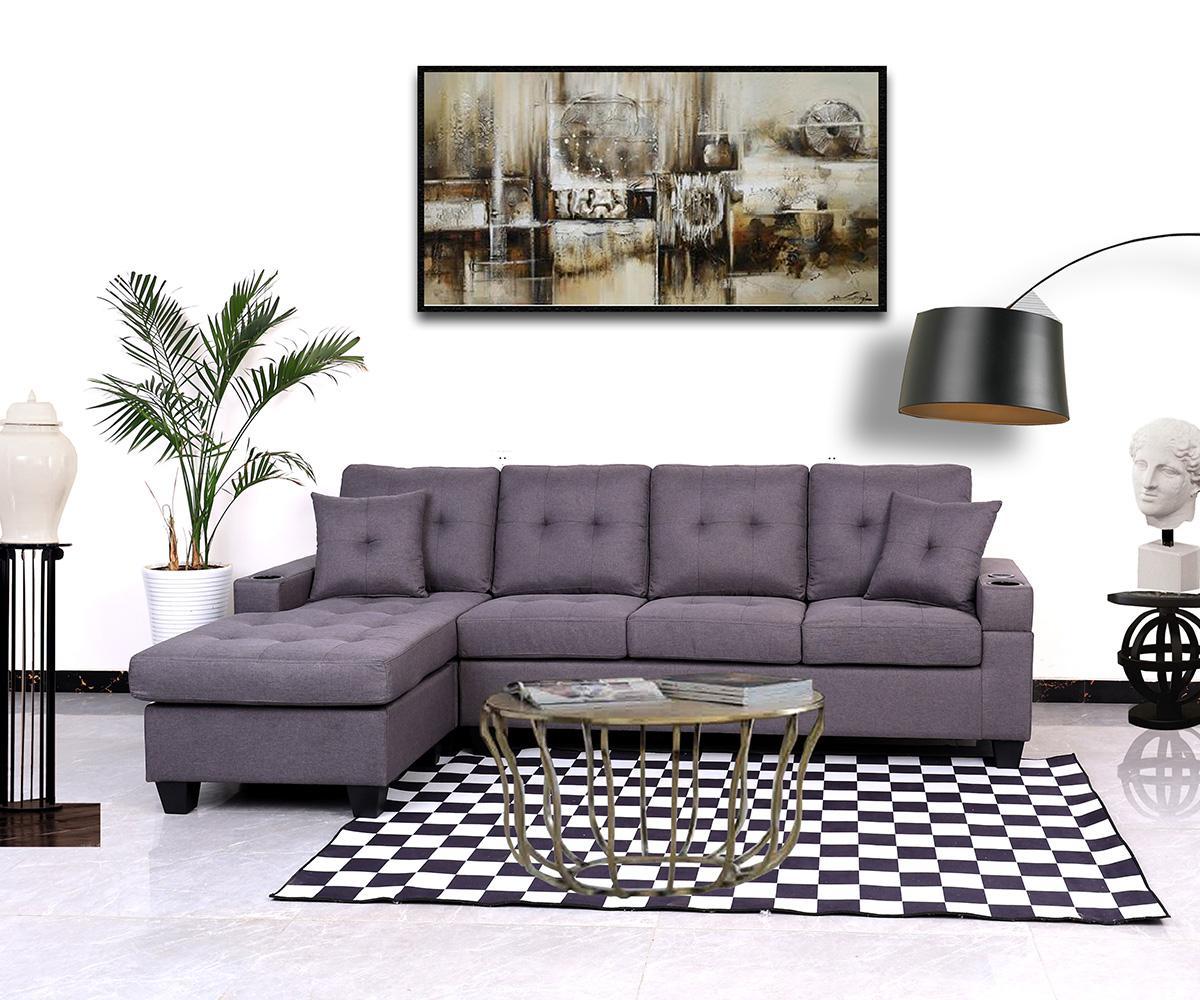Newton Sectional Grey - Front View
