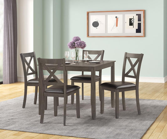 Julio Dining Set Grey - table and 4 X-back chairs