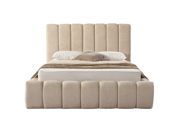 Tufted Channel Bed - Beige angle view