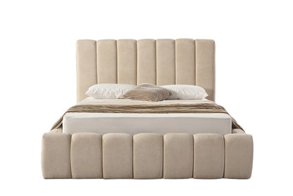 Tufted Channel Bed - Beige angle view