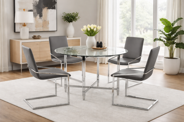 Dining Set Glass Table Detail