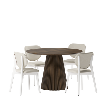 5-Piece Dining Set - White & Walnut